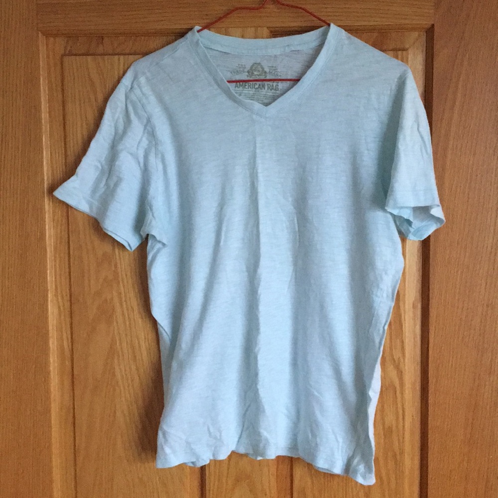 Light blue V neck tee shirt